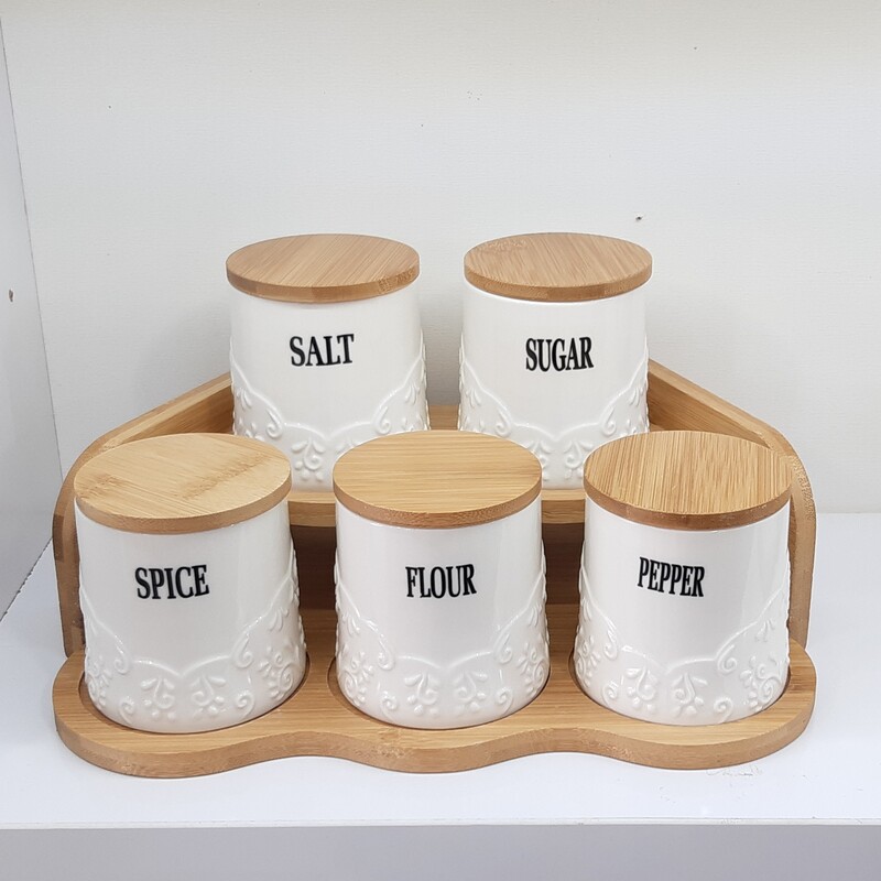 ست جا ادویه16 تکه وگاتی دو طبقه سرامیک بامبو ووگاتی