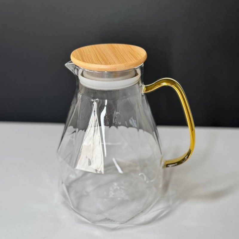 پارچ پیرکس درب بامبو