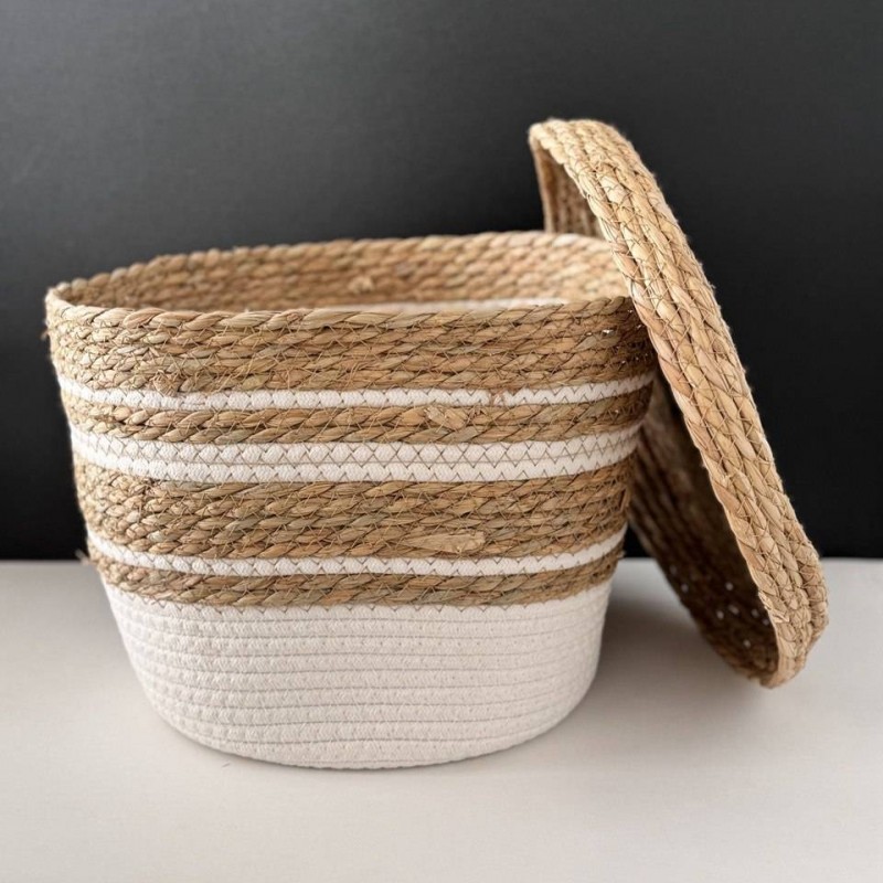 سبد حصیری سه عددی درب دار