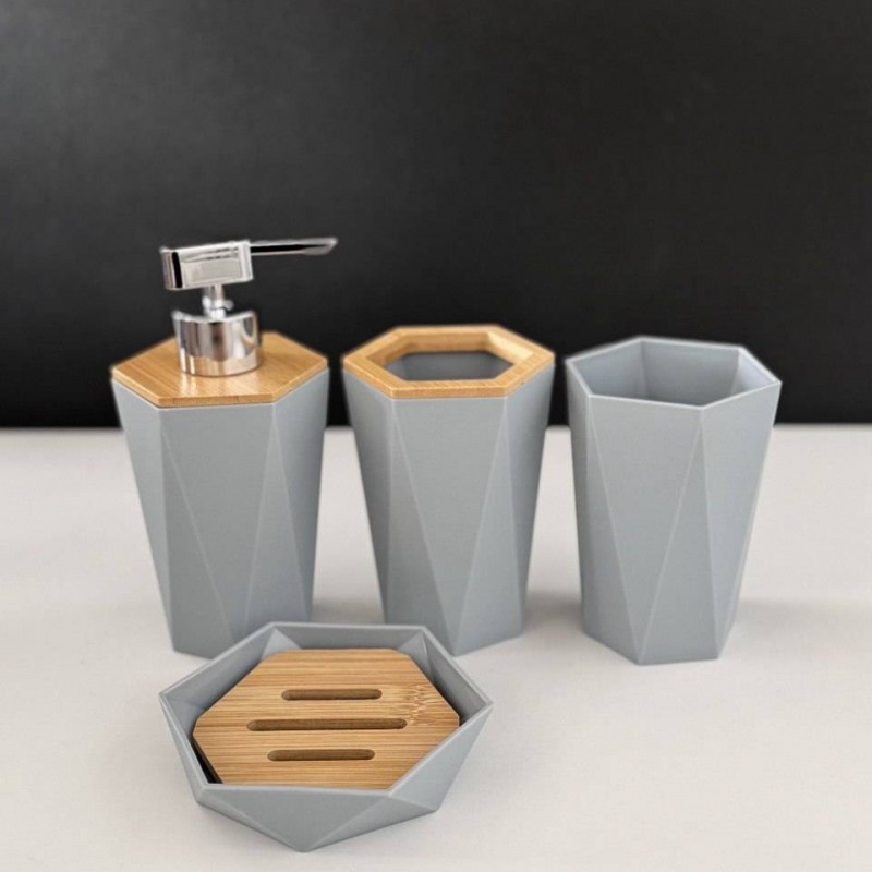 ست جا مایعی چهار پارچه درب بامبو