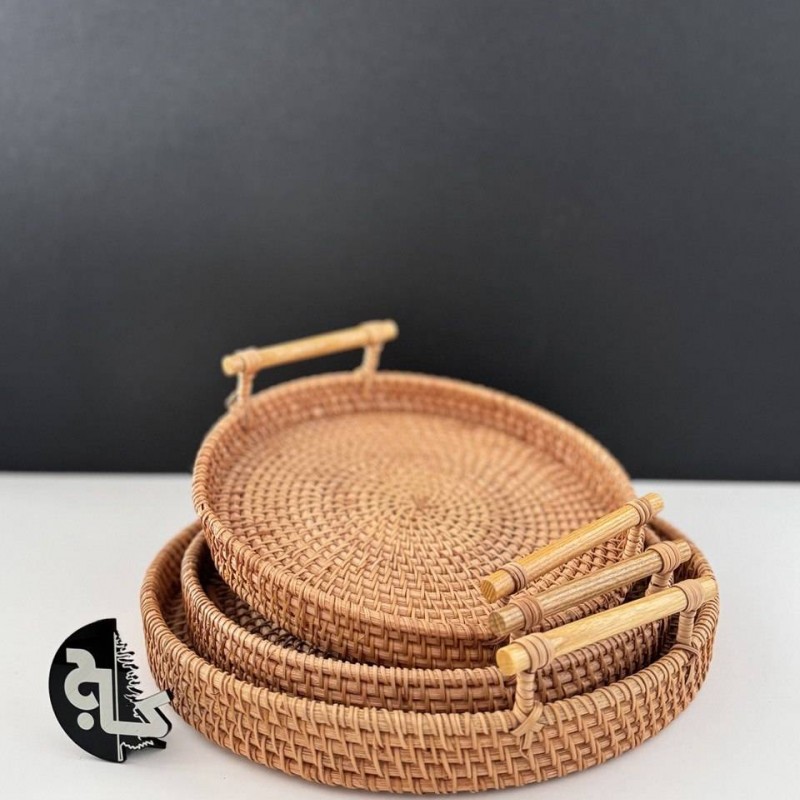 سینی حصیری دسته بامبو