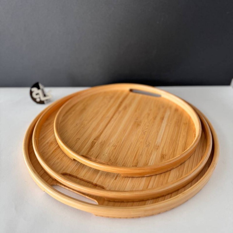 سینی مزه چوبی گرد مدل بامبو