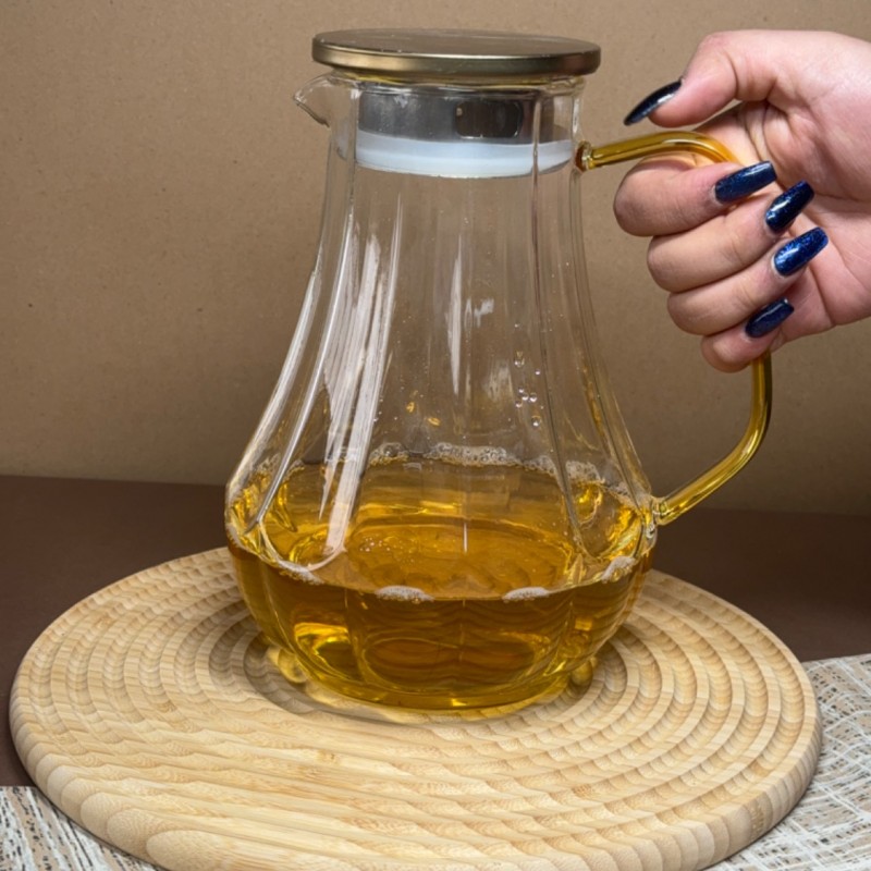 پارچ پیرکس دسته رنگی طرح گلابی