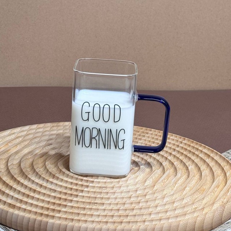 لیوان پیرکس دسته رنگی GOOD MORNING