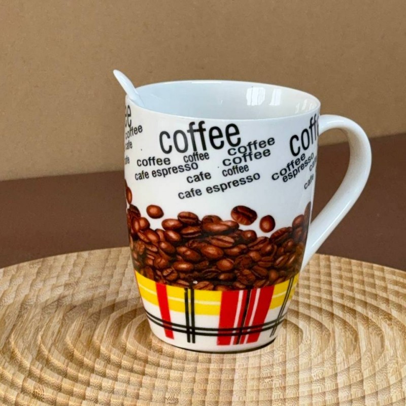 ماگ سرامیکی قاشق دار با جعبه کادویی طرح Coffee
