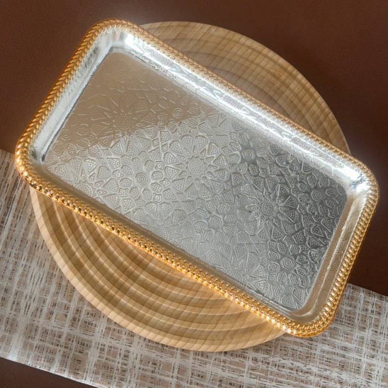 سینی مربعی دور طلایی