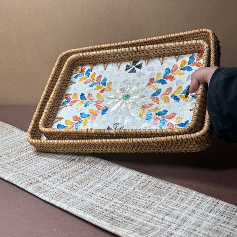 ست سینی دست ساز مربعی