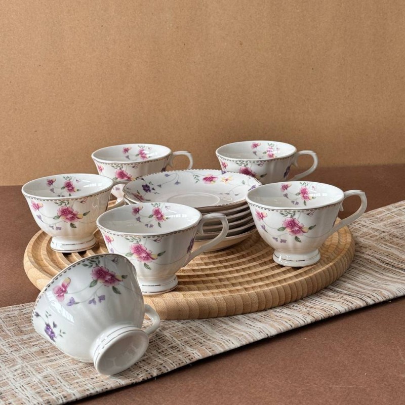 ست فنجان و نعلبکی 12 پارچه چینی