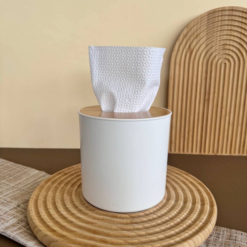 جا دستمال کاغذی درب بامبو مدل گرد