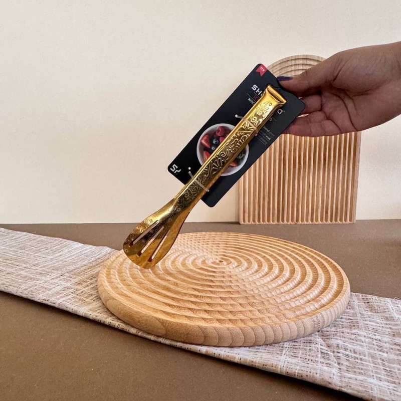 انبر سالاد استیل طلایی برند شنگیا