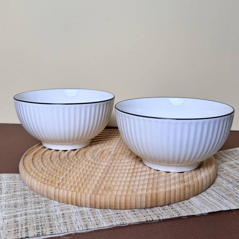 ست دو عددی کاسه سرامیکی لبه مشکی