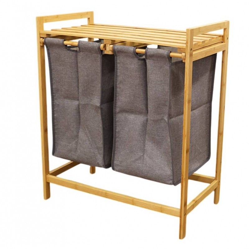 سبد رخت چرک دو قلو بامبو مدل کشویی