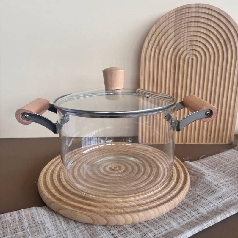 قابلمه پیرکس شعله مستقیم 3.5لیتری دسته چوبی