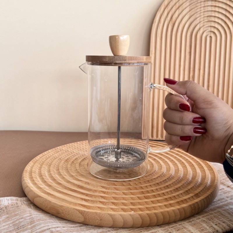 فرنچ پرس پیرکس 600میل مدل درب بامبو