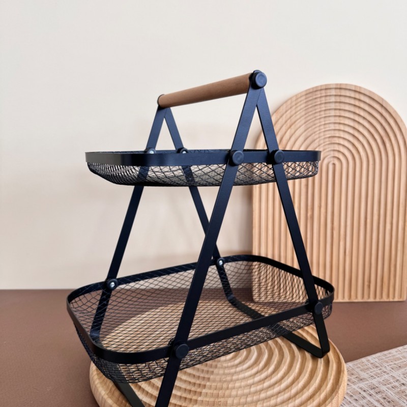 استنند دو طبقه مستطیلی توری دسته بامبو