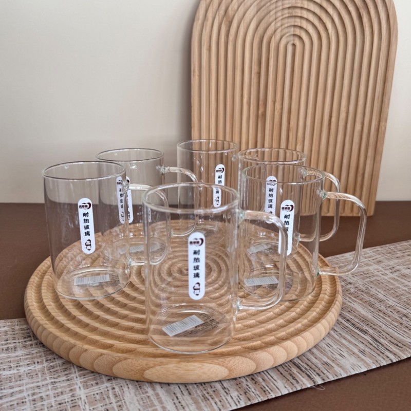 ست شش عددی لیوان پیرکس گرد دسته دار دلی