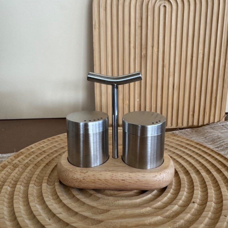 نمکدان و فلفل پاش دوقلو استیل و بامبو شنگیا