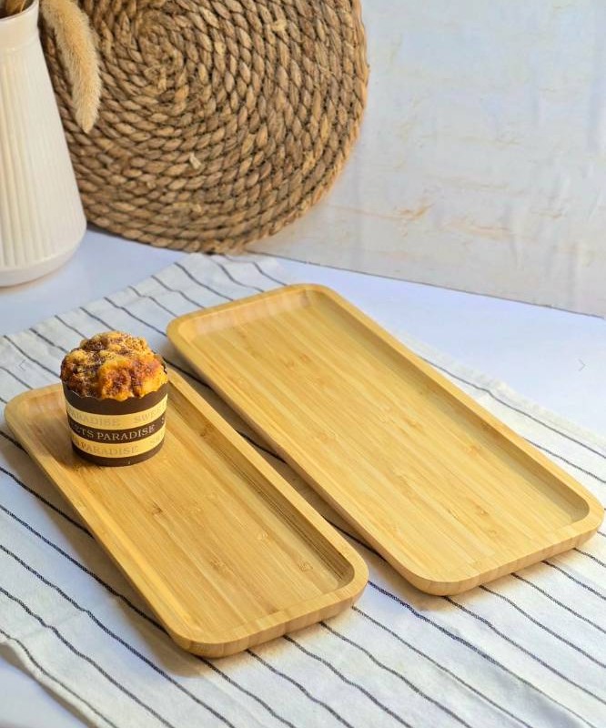 سینی و تخته سرو بامبو طرح مستطیلی