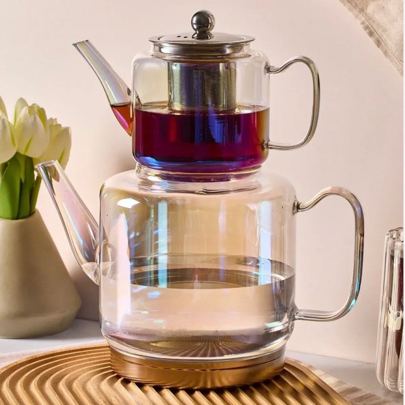 ست کتری قوری پیرکس کف استیل 304 هولوگرامی