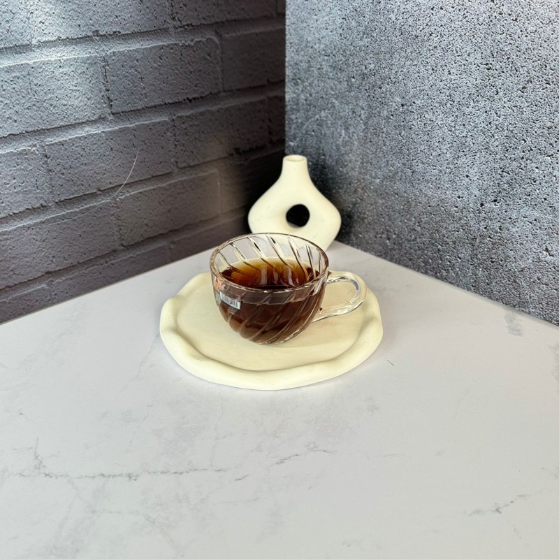 ست شش عددی استکان دسته دار طرح لوزی دلی گلس