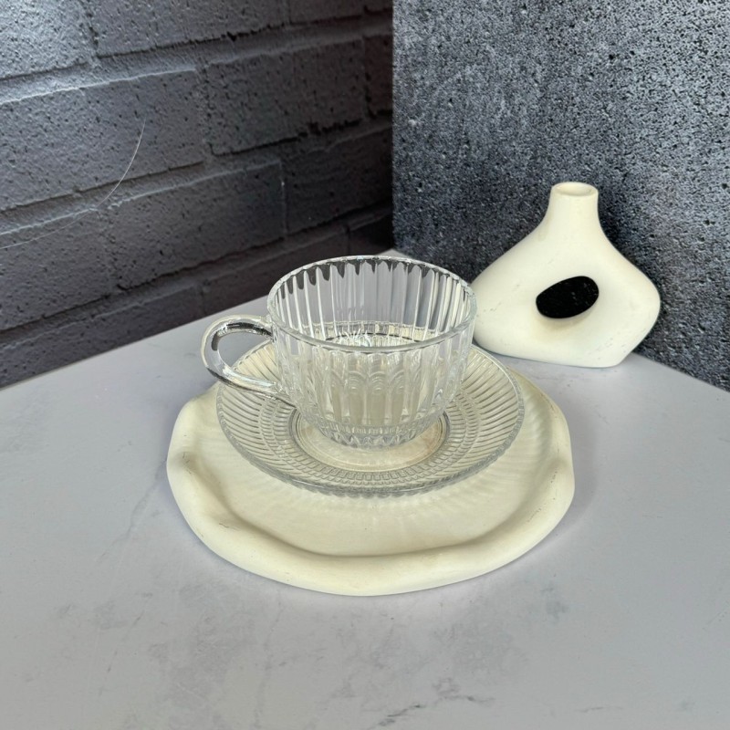 ست استکان و نعلبکی 12پارچه طرح خطی دلی گلس