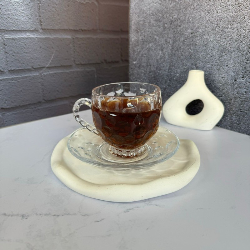 ست استکان و نعلبکی 12پارچه طرح حبابی دلی گلس