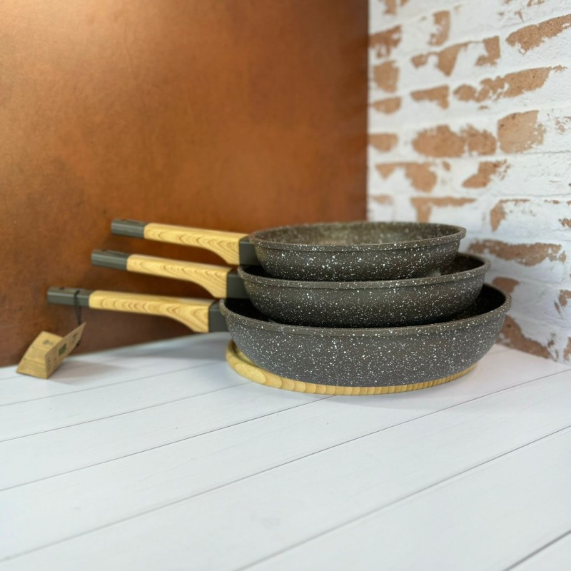 ماهیتابه گرانیتی دسته بامبو بارولی