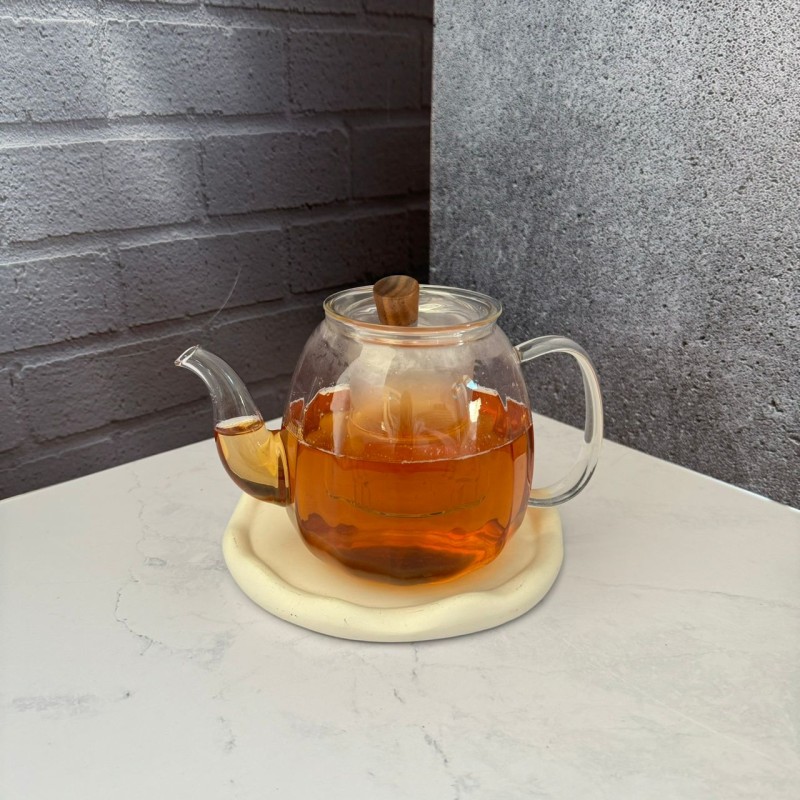 قوری صافی دار پیرکس دسته بامبو 1100 میل