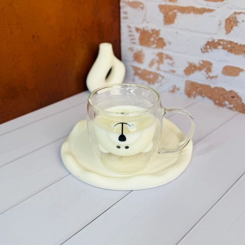 لیوان دوجه داره پیرکس مدل خرسی 280 میل