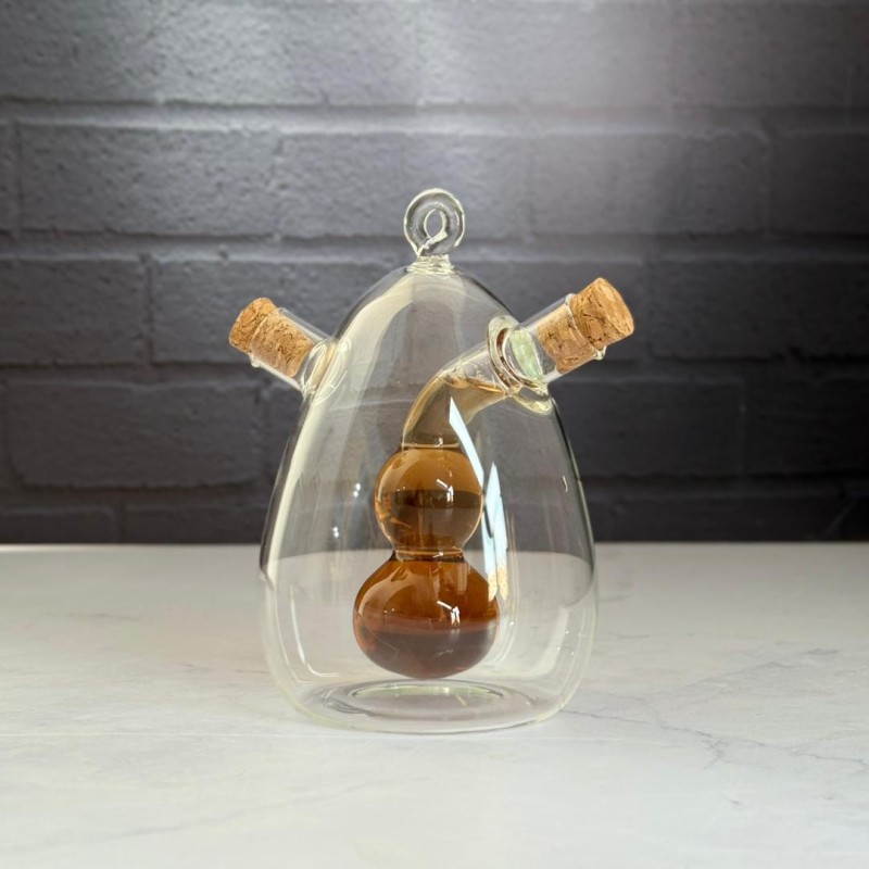 جا آبلیمو و سرکه پیرکس دو مخزنه درب چوب پنبه ای