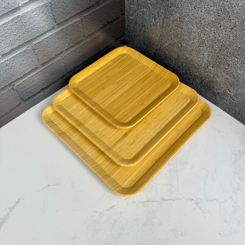 سینی بامبو طرح مربعی سه‌سایز