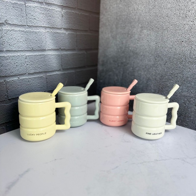 ماگ سرامیکی مدل درب و قاشق دار