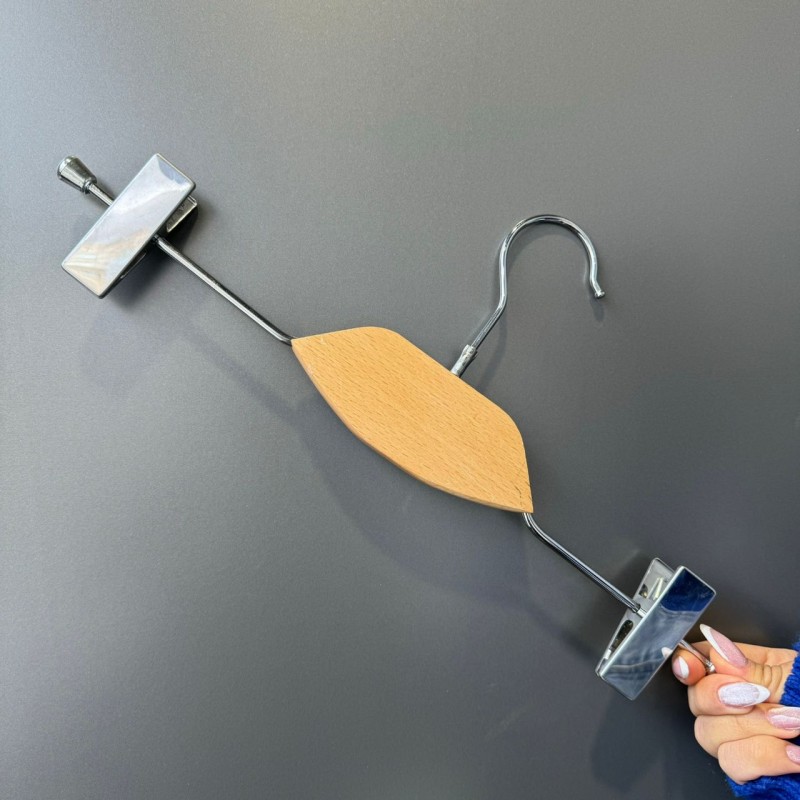 آویز شلوار دو گیره استیل و چوب