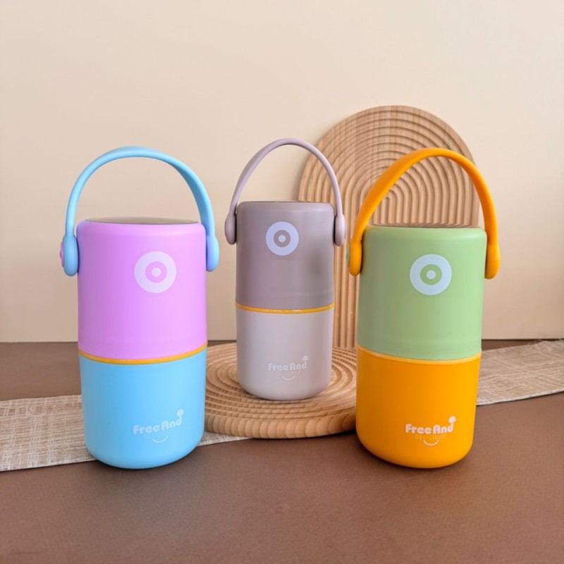 ظرف غذا دو طبقه استیل 304 طرح استوانه ای دسته دار