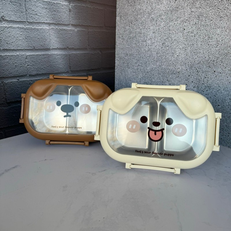 ظرف غذا کودک دو بخشی استیل طرح خرسی