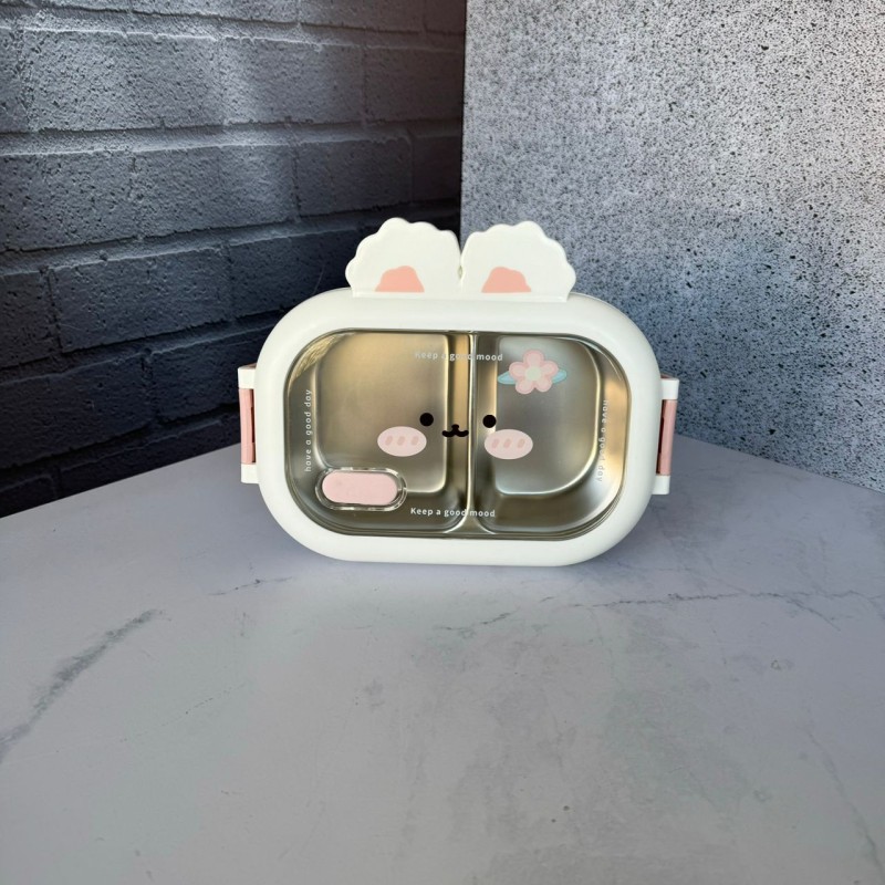 ظرف غذا کودک دو بخشی داخل استیل طرح خرگوش