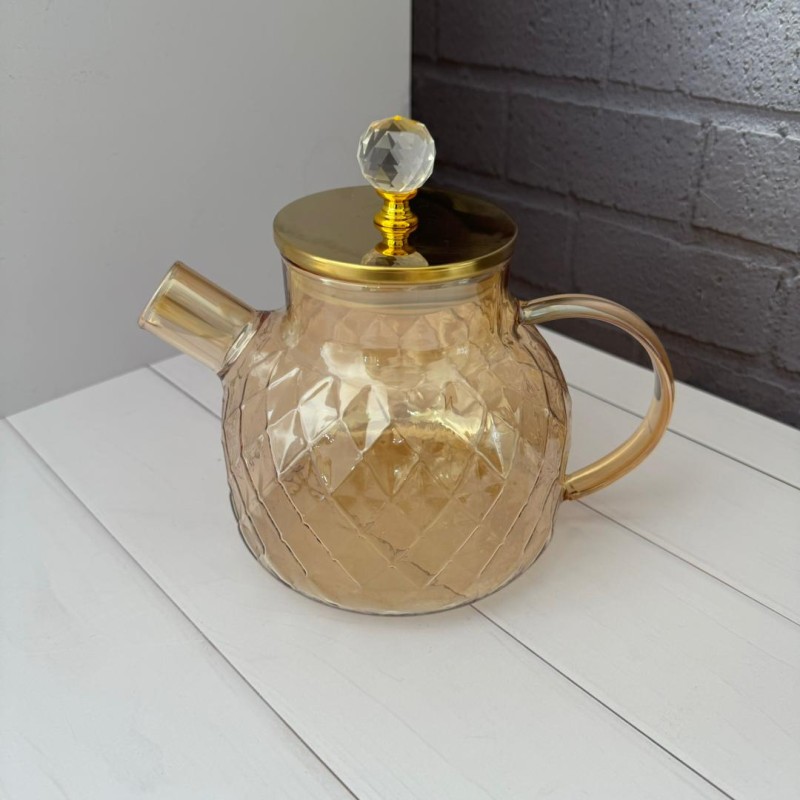 قوری پیرکس شعله مستقیم درب الماسی طرح لوزی شامپاینی