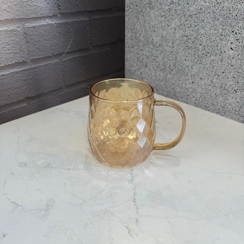 لیوان پیرکس شامپاینی دسته دار طرح لوزی