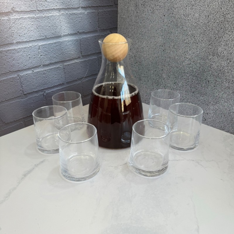 ست پارچ و لیوان پیرکس 7 پارچه درب توپی