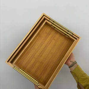 سینی چای بامبو مدل دسته طلایی