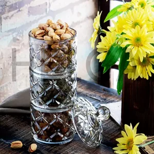 شکلات خوری شیشه ای سه طبقه