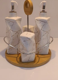 ست چهارعددی آبلیمو و نمک پاش ماربل