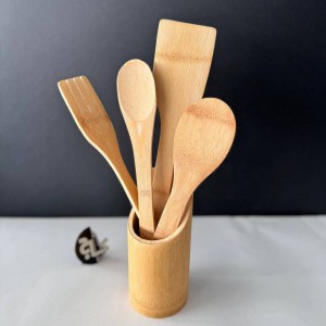 ست کفگیر و ملاقه بامبو همراه با استند