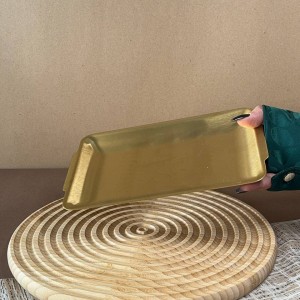 سینی پذیرایی استیل طلایی کوچک