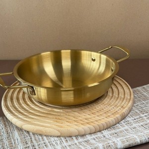 ظرف استیل طلایی دسته دار