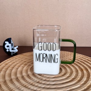 لیوان پیرکس دسته رنگی GOOD MORNING