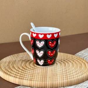 ماگ سرامیکی قاشق دار با جعبه کادویی طرح قلب