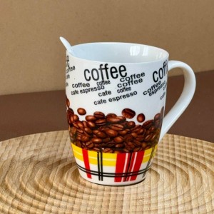 ماگ سرامیکی قاشق دار با جعبه کادویی طرح Coffee