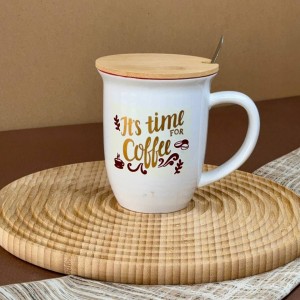 ماگ سرامیکی قاشق و درب دار