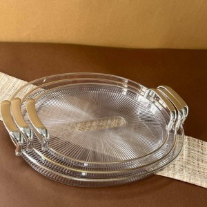 سینی اکرولیک بیضی دسته نقره ای